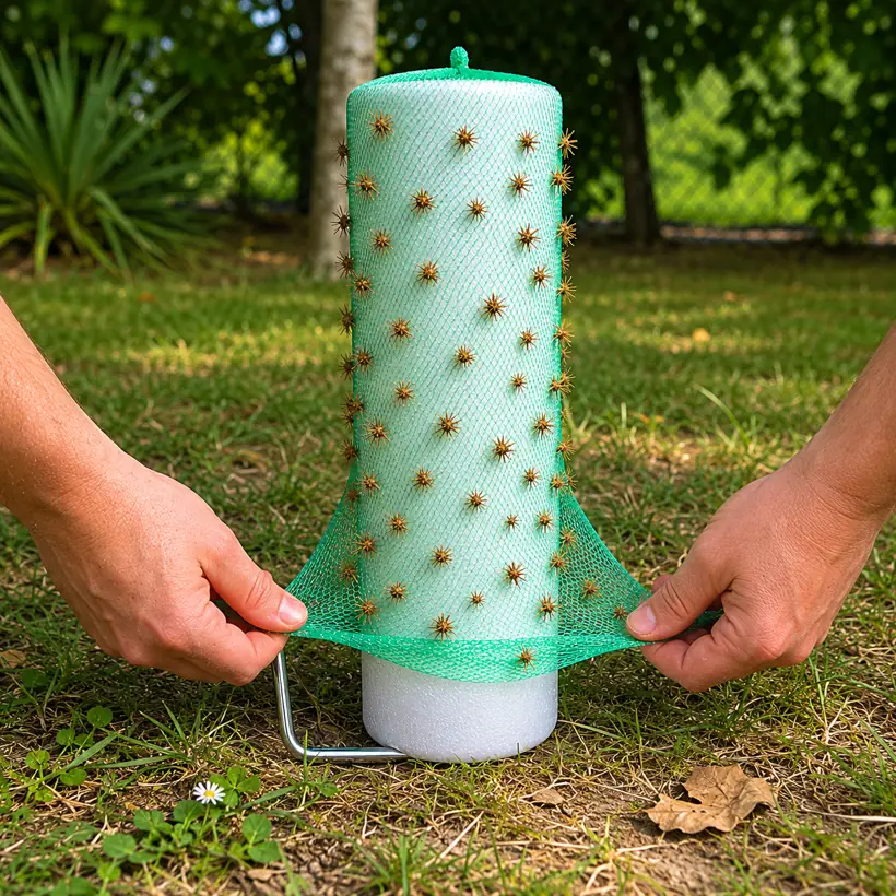 Removable mesh sleeve being peeled off the THORNADO roller head